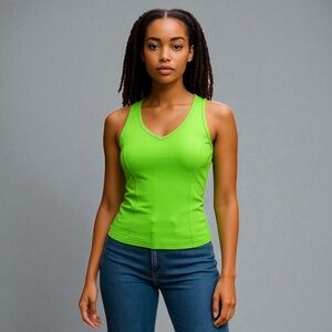 Front seam Sleeveless Tank Top in Citrus Lime